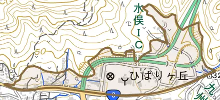 ひばりヶ丘とその周辺の地図。町の範囲を重ねている