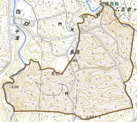 長原とその周辺の地図。町の範囲を重ねている