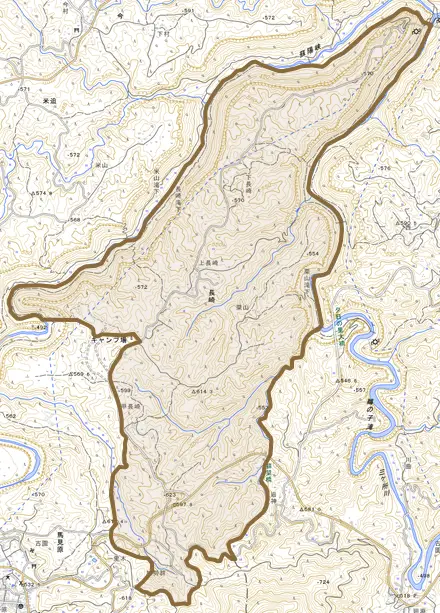 長崎とその周辺の地図。町の範囲を重ねている