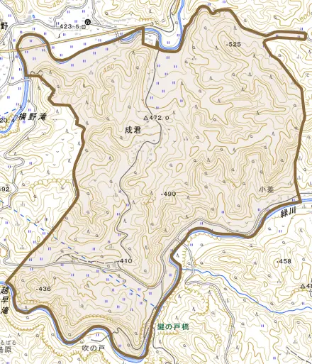 成君とその周辺の地図。町の範囲を重ねている