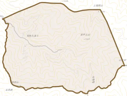 泉町久連子とその周辺の地図。町の範囲を重ねている