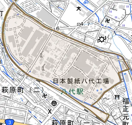 十条町とその周辺の地図。町の範囲を重ねている