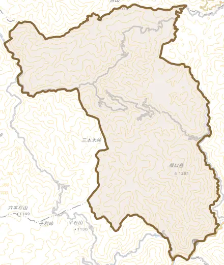泉町柿迫とその周辺の地図。町の範囲を重ねている
