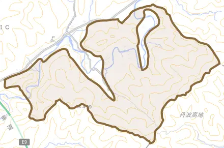 佃町とその周辺の地図。町の範囲を重ねている