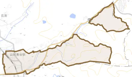 市辺とその周辺の地図。町の範囲を重ねている