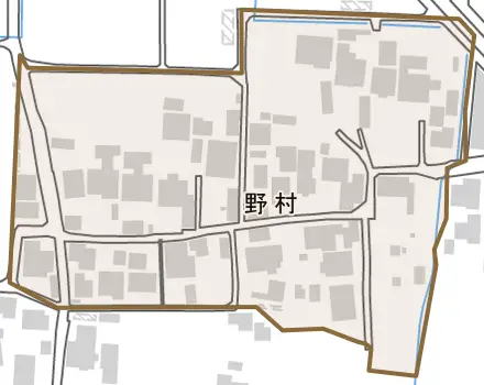野村とその周辺の地図。町の範囲を重ねている