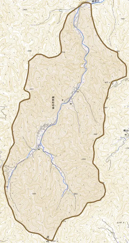 網野町切畑とその周辺の地図。町の範囲を重ねている