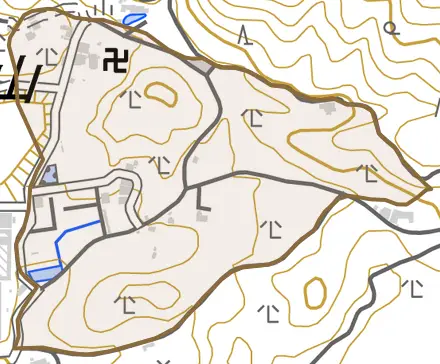 深草坊山町とその周辺の地図。町の範囲を重ねている