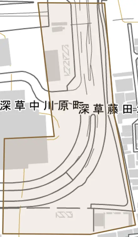 深草藤田坪町とその周辺の地図。町の範囲を重ねている