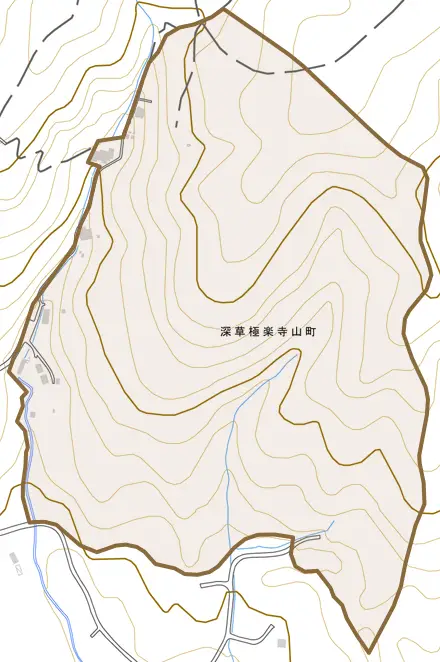 深草極楽寺山町とその周辺の地図。町の範囲を重ねている