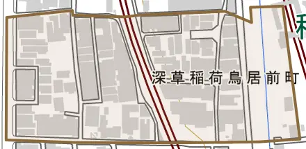 深草稲荷鳥居前町とその周辺の地図。町の範囲を重ねている