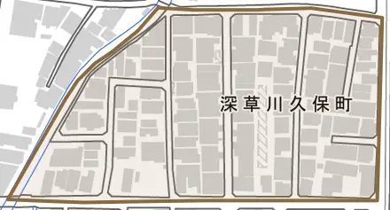 深草川久保町とその周辺の地図。町の範囲を重ねている