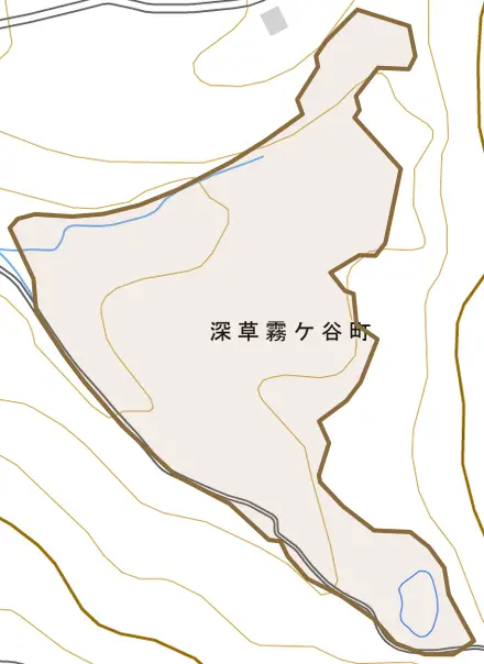 深草霧ケ谷町とその周辺の地図。町の範囲を重ねている
