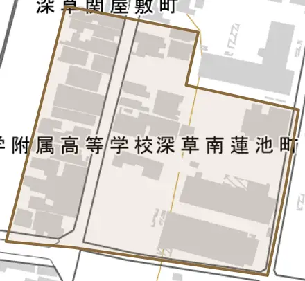 深草南蓮池町とその周辺の地図。町の範囲を重ねている