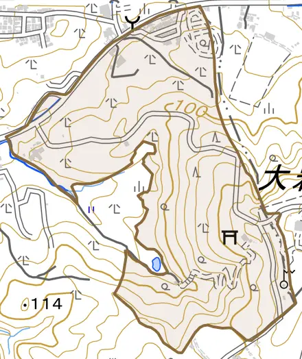 深草向ケ原町とその周辺の地図。町の範囲を重ねている