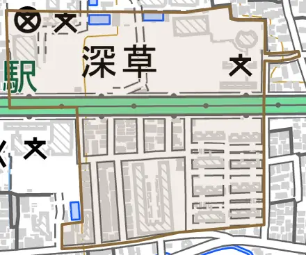 深草西伊達町とその周辺の地図。町の範囲を重ねている