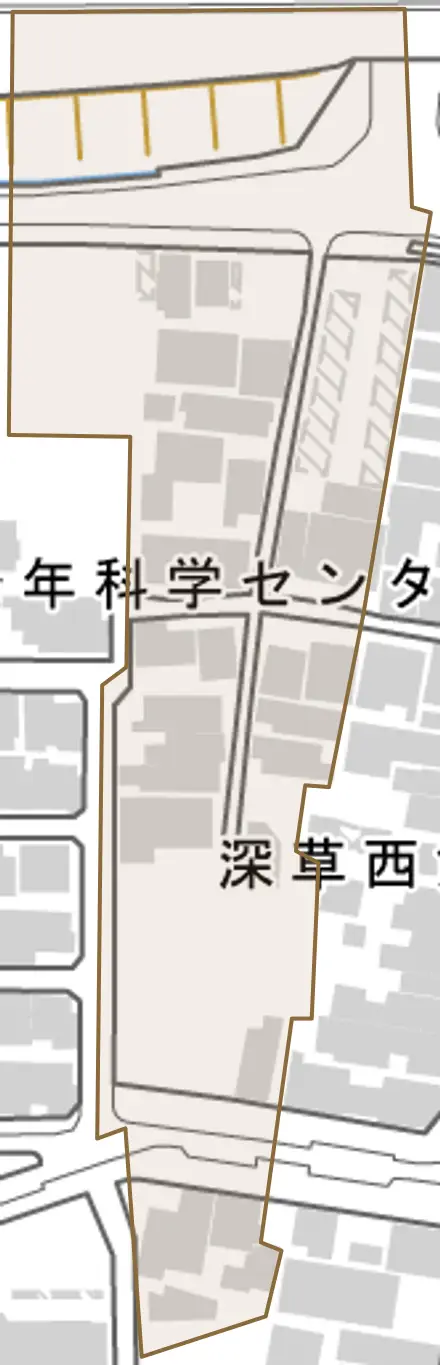 深草西飯食町とその周辺の地図。町の範囲を重ねている