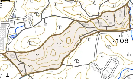 深草僧坊山町とその周辺の地図。町の範囲を重ねている