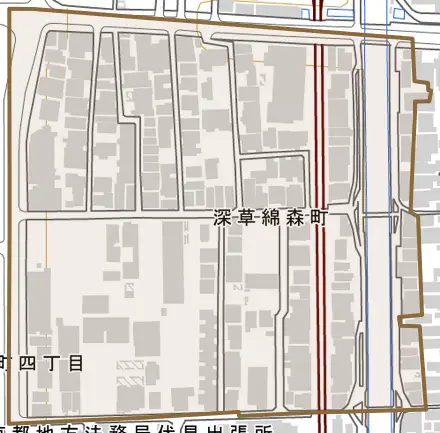 深草綿森町とその周辺の地図。町の範囲を重ねている