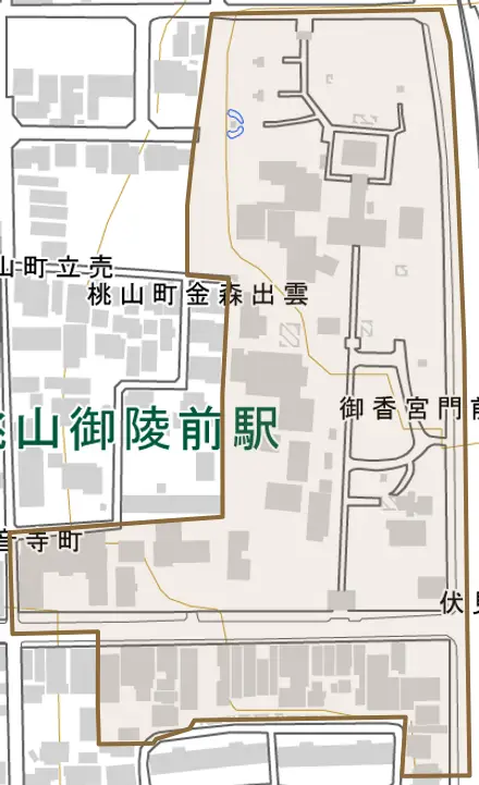 御香宮門前町とその周辺の地図。町の範囲を重ねている