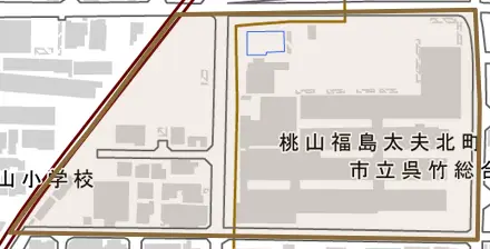 桃山福島太夫北町とその周辺の地図。町の範囲を重ねている