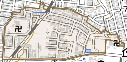 桃山町正宗とその周辺の地図。町の範囲を重ねている