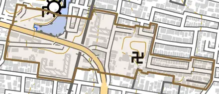 桃山町丹下とその周辺の地図。町の範囲を重ねている