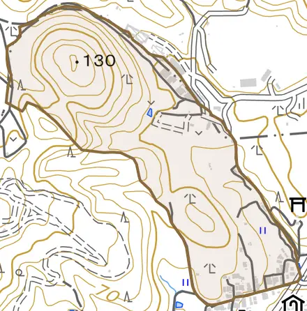 小栗栖北谷町とその周辺の地図。町の範囲を重ねている