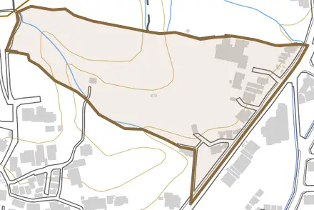 小栗栖山口町とその周辺の地図。町の範囲を重ねている