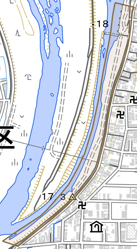 下鳥羽南町前町とその周辺の地図。町の範囲を重ねている