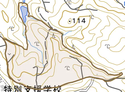 深草白砂町とその周辺の地図。町の範囲を重ねている