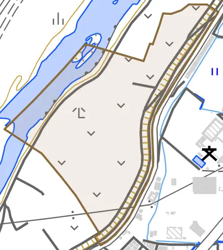 横大路下島とその周辺の地図。町の範囲を重ねている