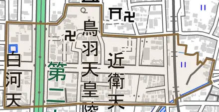 竹田浄菩提院町とその周辺の地図。町の範囲を重ねている