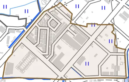 横大路一本木とその周辺の地図。町の範囲を重ねている