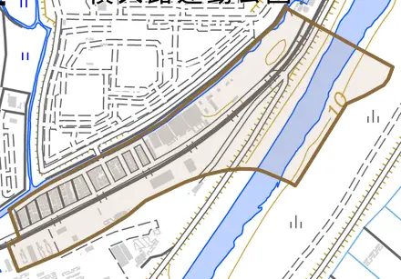 横大路松林とその周辺の地図。町の範囲を重ねている