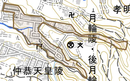 今熊野南谷町とその周辺の地図。町の範囲を重ねている