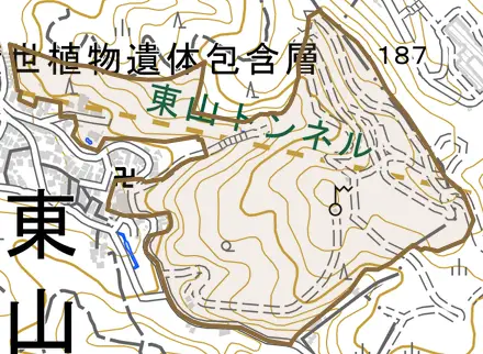 今熊野総山町とその周辺の地図。町の範囲を重ねている