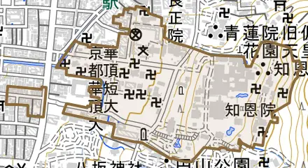 林下町とその周辺の地図。町の範囲を重ねている