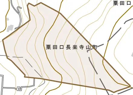 粟田口長楽寺山町とその周辺の地図。町の範囲を重ねている