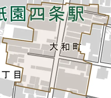 大和町とその周辺の地図。町の範囲を重ねている