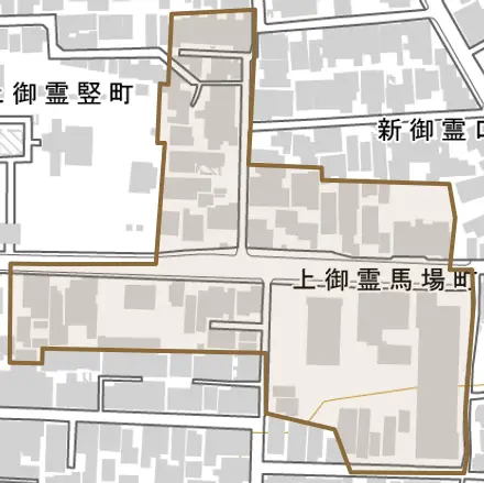 上御霊馬場町とその周辺の地図。町の範囲を重ねている