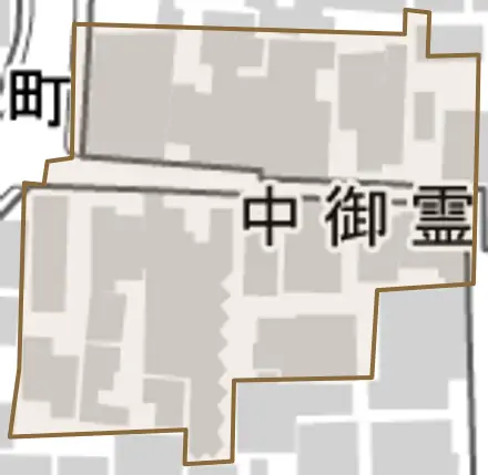 中御霊図子町とその周辺の地図。町の範囲を重ねている