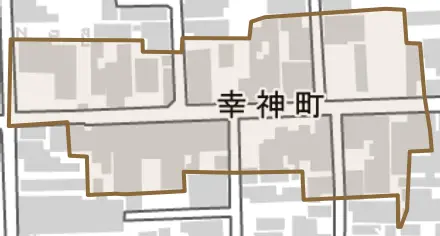 幸神町とその周辺の地図。町の範囲を重ねている