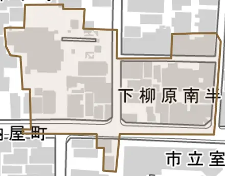 下柳原南半町とその周辺の地図。町の範囲を重ねている