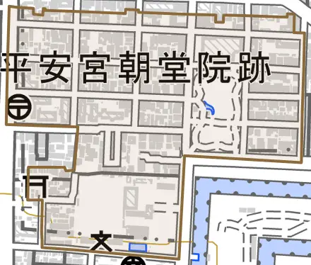 主税町とその周辺の地図。町の範囲を重ねている