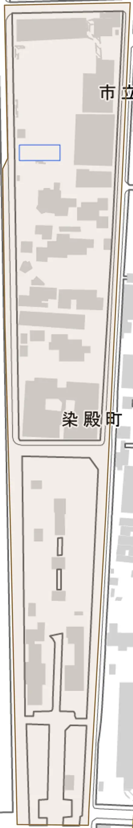 染殿町とその周辺の地図。町の範囲を重ねている