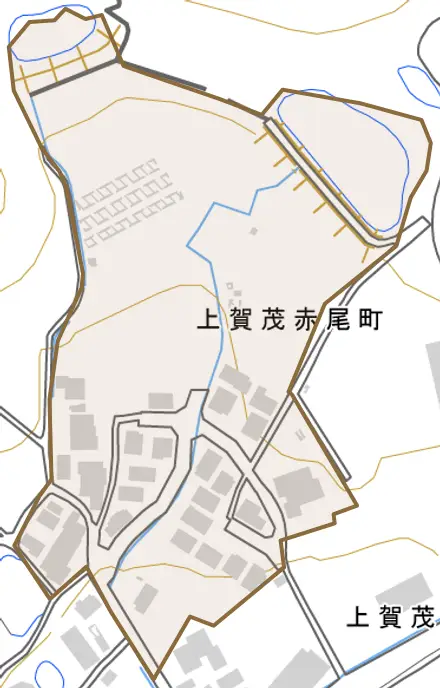 上賀茂赤尾町とその周辺の地図。町の範囲を重ねている