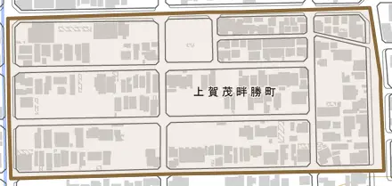 上賀茂畔勝町とその周辺の地図。町の範囲を重ねている