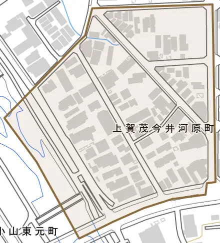 上賀茂今井河原町とその周辺の地図。町の範囲を重ねている
