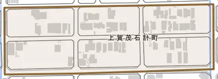 上賀茂石計町とその周辺の地図。町の範囲を重ねている